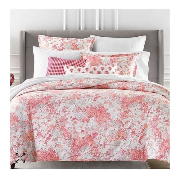 NIP Sky Sunset Blossoms Full Queen Duvet Shams Set Cotton $260